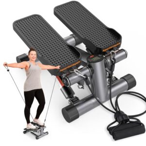 Sportsroyals Stair Stepper with Resistance Band, Mini Stepping Fitness Exercise Home Workout Equipment for Full Body Workout，330lbs Weight Capacity Grey - Image 2